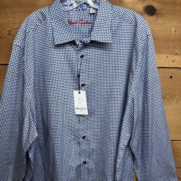 NWT Robert Graham Houndstooth Geometric Long Sleeve Button Down Shirt Mens 4XL - Picture 1 of 10